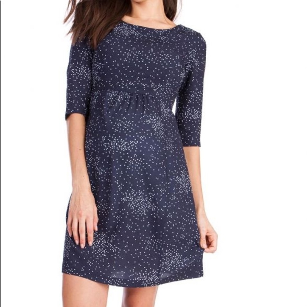 Seraphine Navy Blue Dot Woven Dress